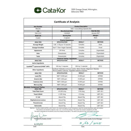 Cata-Kor NAD Supplement - Liposomal NAD 500 mg